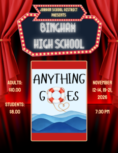 Poster for Bingham High School production of "Anything Goes"