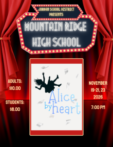 Poster for Mountain Ridge High production of "Alice by heart"